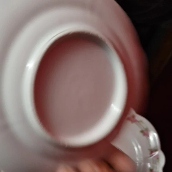 Vintage Scalloped Bone China Plates - Pink Rose Garland & Gold Rim - Set of 6 - Picture 7 of 15